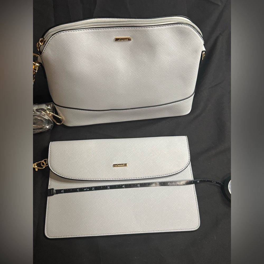 Elegant Gray Handbag and Clutch Set - Picture 6 of 6